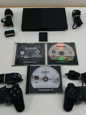 PlayStation 2 Slim SCPH-90004 κονσόλα μεταχειρισμένη με 2 χειριστήρια 3 παιχνίδια