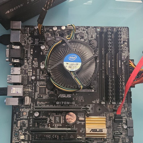 Asus D170M-C motherboard with Intel i5 6500 and backplate
