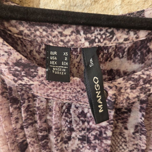 Mango Pleated Snakeskin Print Blouse like new, lightweight chiffon
