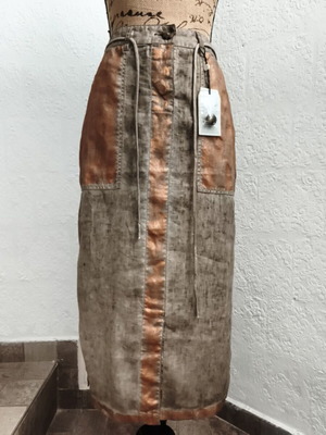 Y2K linen long skirt, handpainted unique piece