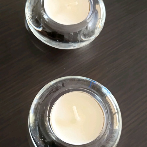 Kosta Boda crystal candlesticks new, set of two