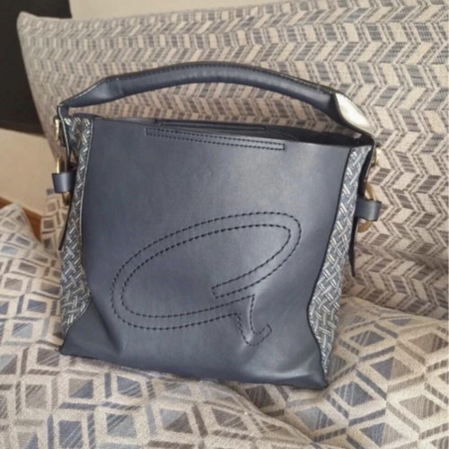 Axel women's shoulder bag blue with pattern and inner pouch