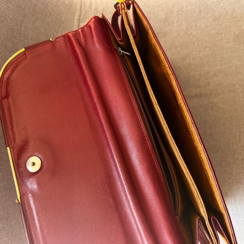 Valentino leather shoulder bag refurbished, vintage red
