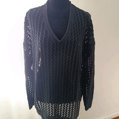 Amisu knitted mesh sweater like new, size Large-XLarge, black