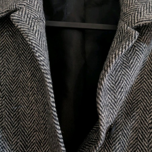 Gray herringbone jacket like new, slim fit size 36