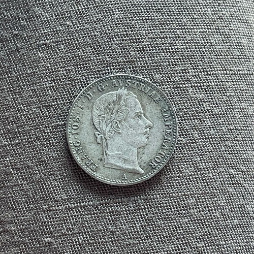 Austrian 1/4 Florin coin used 1858 silver