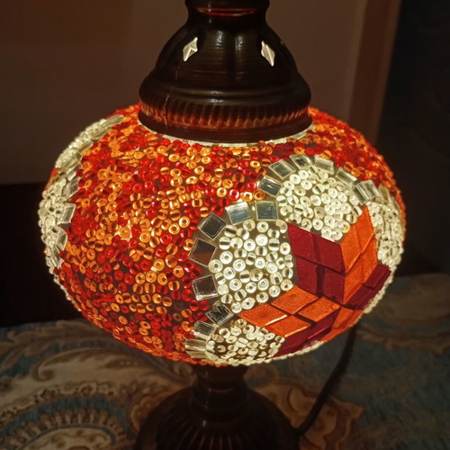 Vintage Turkish Handmade Mosaic Table Lamp like new