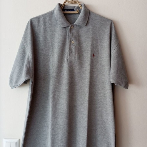 Grey polo-style shirt XL, men's cotton piqué
