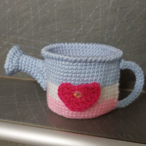 Handmade Crochet Watering Can Decorative Holder new