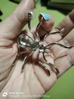Earrings new, silver color, spider design