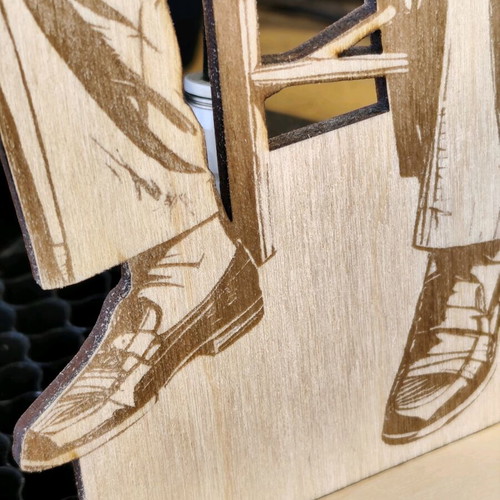 Wooden decorative Markos Vamvakaris new with laser engraving