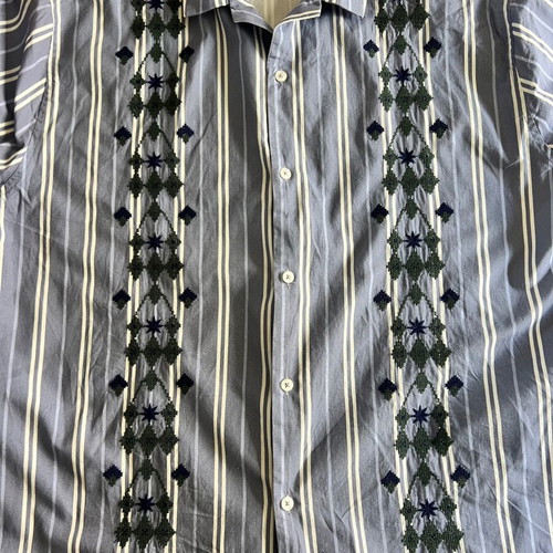 Striped shirt with embroidery XXL like new, turquoise