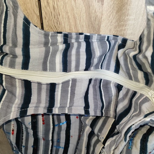 Boho shoulder bag like new with stripes and sequins