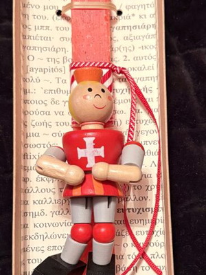 Easter candles with wooden knight figure new