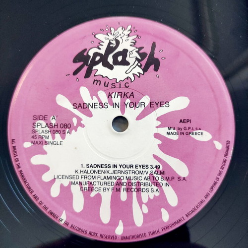 Kirka Sadness In Your Eyes 12'' Vinyl Maxi Single used, pop