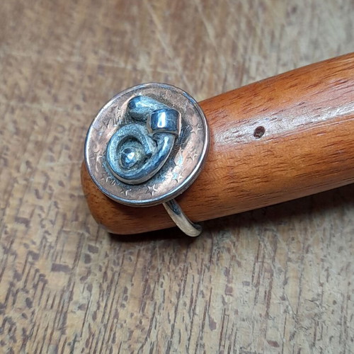 Handmade silver 925 ring with 5 cents coin adjustable