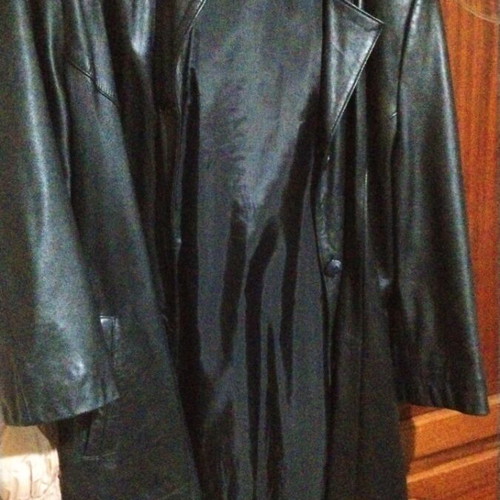 Leather trench coat, black, size M