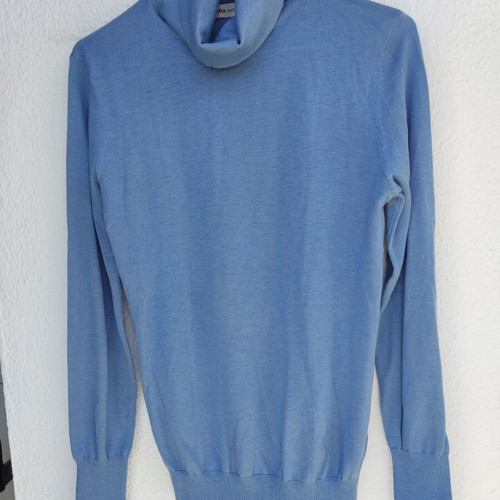 Zara Knit blue wool mix turtleneck sweater like new Medium