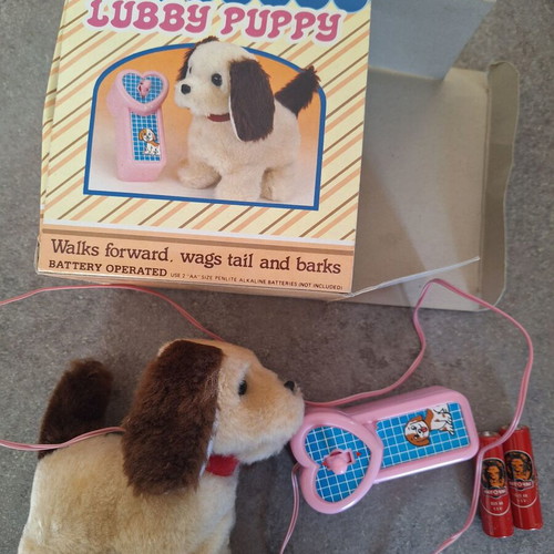 Vintage plush puppy with wired remote control like new