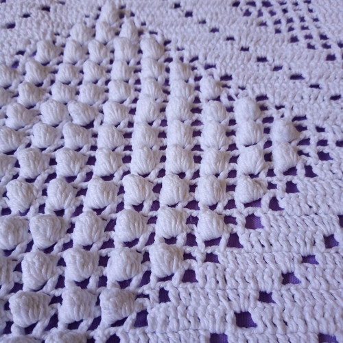 Handmade knitted cotton tablecloth set 145x150 and runner 36x150 cm like new