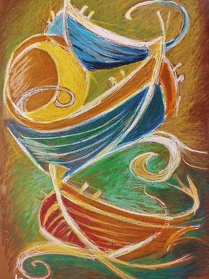 Feggarogennites pastel painting like new, 35x50 cm