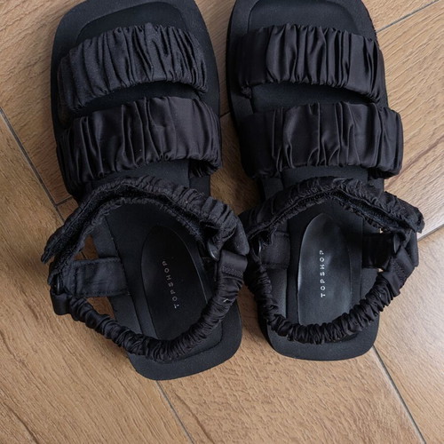 Top Shop sandals size 37 new, black, textile straps, flat sole