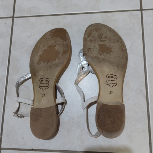 Tsakiris Mallas genuine leather sandals 37 flatforms, white