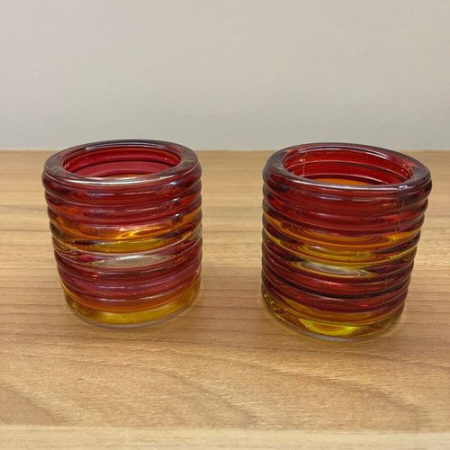 Glass candlesticks used, set of 2 pieces