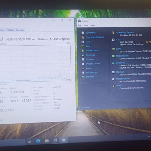 Lenovo G505 laptop used, AMD A6, 16GB RAM DDR3, 240GB SSD