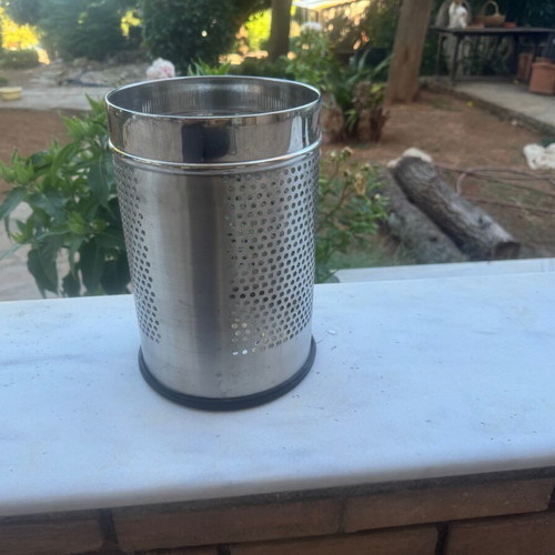 Small nickel-plated office trash bin 12 liters, like new