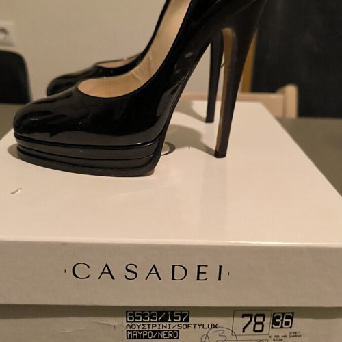 Casadei black patent leather pumps size 36 like new