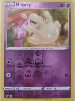 Pokemon Reverse Holo Milcery Card Vivid Voltage set like new