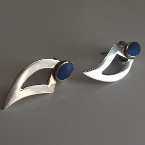 Handmade silver 925 earrings with lapis lazuli like new