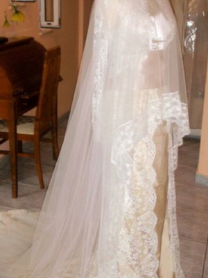 Wedding dress silk custom made like new, beige, size S