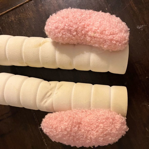 Decorative door knob cover like new, white beige with knitted heart