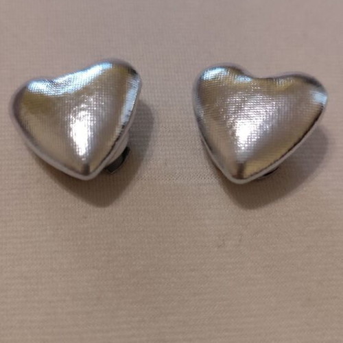 Shirt button covers heart-shaped new, silver, pack of 2