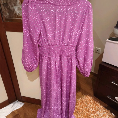 Shein pink polka dot dress new ankle length