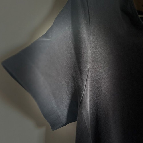 Black short-sleeve dress with pockets, used, cotton, United Colors of Benetton