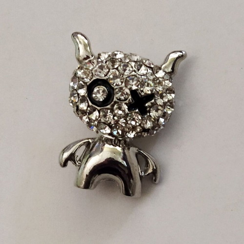 Black Cross Eyed Rabbit Brooch with Clear Swarovski Crystals new
