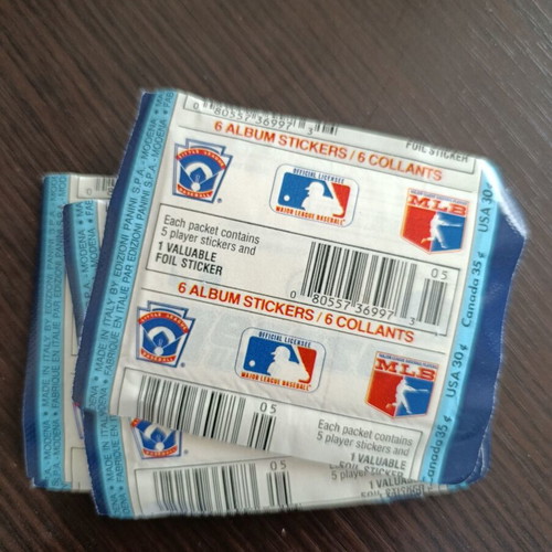 Panini baseball 90 sticker packs used, set of 5 sealed