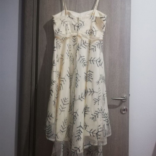 Formal dress with lining, adjustable straps, white and black