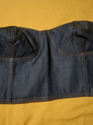 Στράπλες τοπ Denim Simpla Athens by Stella Mylonakis καινούργιο, μέγεθος M