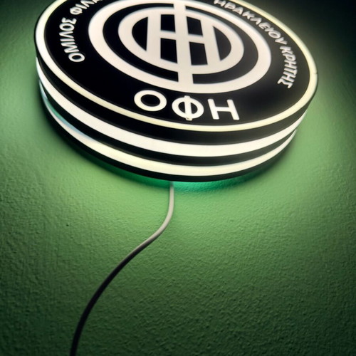 Custom LED light ΟΦΗ like new with base and keychain