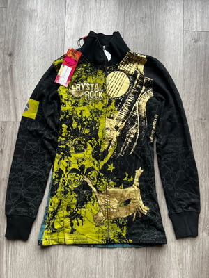 Christian Audigier Crystal Rock Brazil Edition women's sweatshirt new, black with gold print