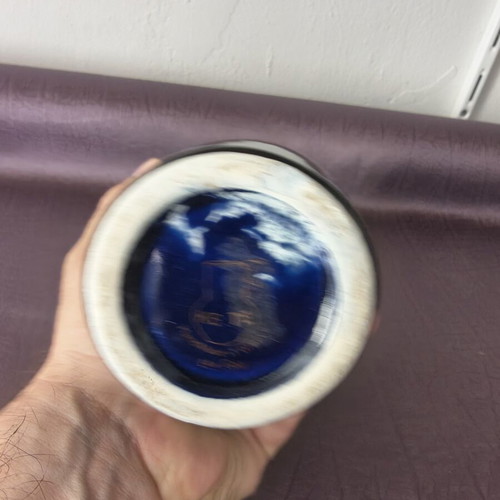 Ceramic vase cobalt blue with gold details