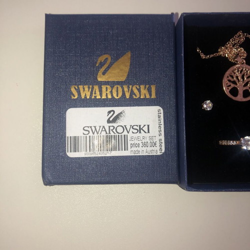 Swarovski jewelry set with tree of life pendant, earrings, ring, like new