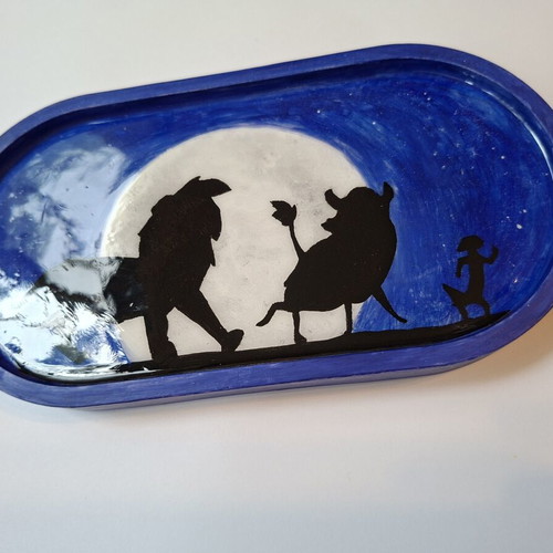 Handmade plaster tray painted with acrylics and UV resin finish