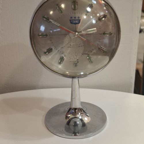 70's Tokyo Tokei manual wind-up alarm clock used, space age retro