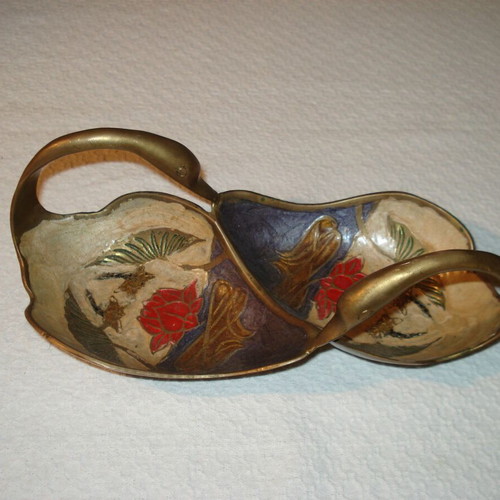 Bronze enamelled fontaniera used