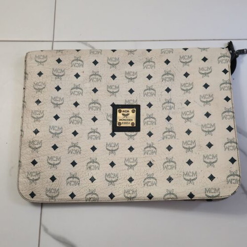 MCM Munchen Rare Vintage White Visetos Monogram Portfolio